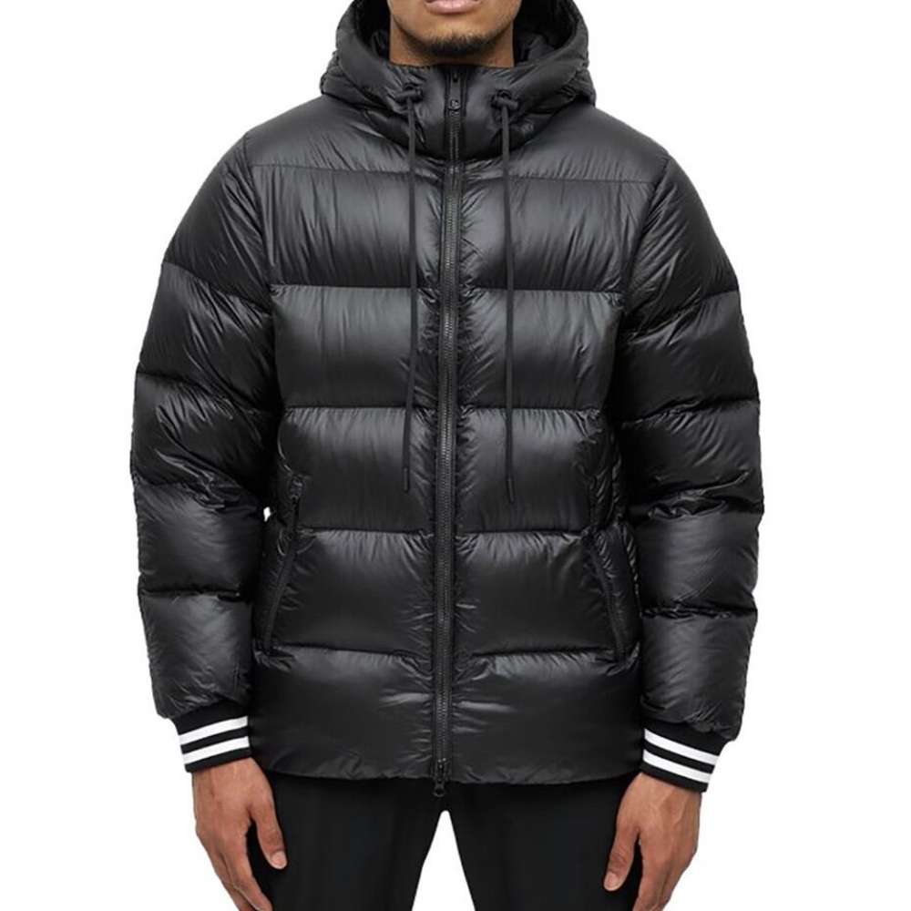 Reigning Champ Goose Down Hooded Jacket-Black and White-Size Medium